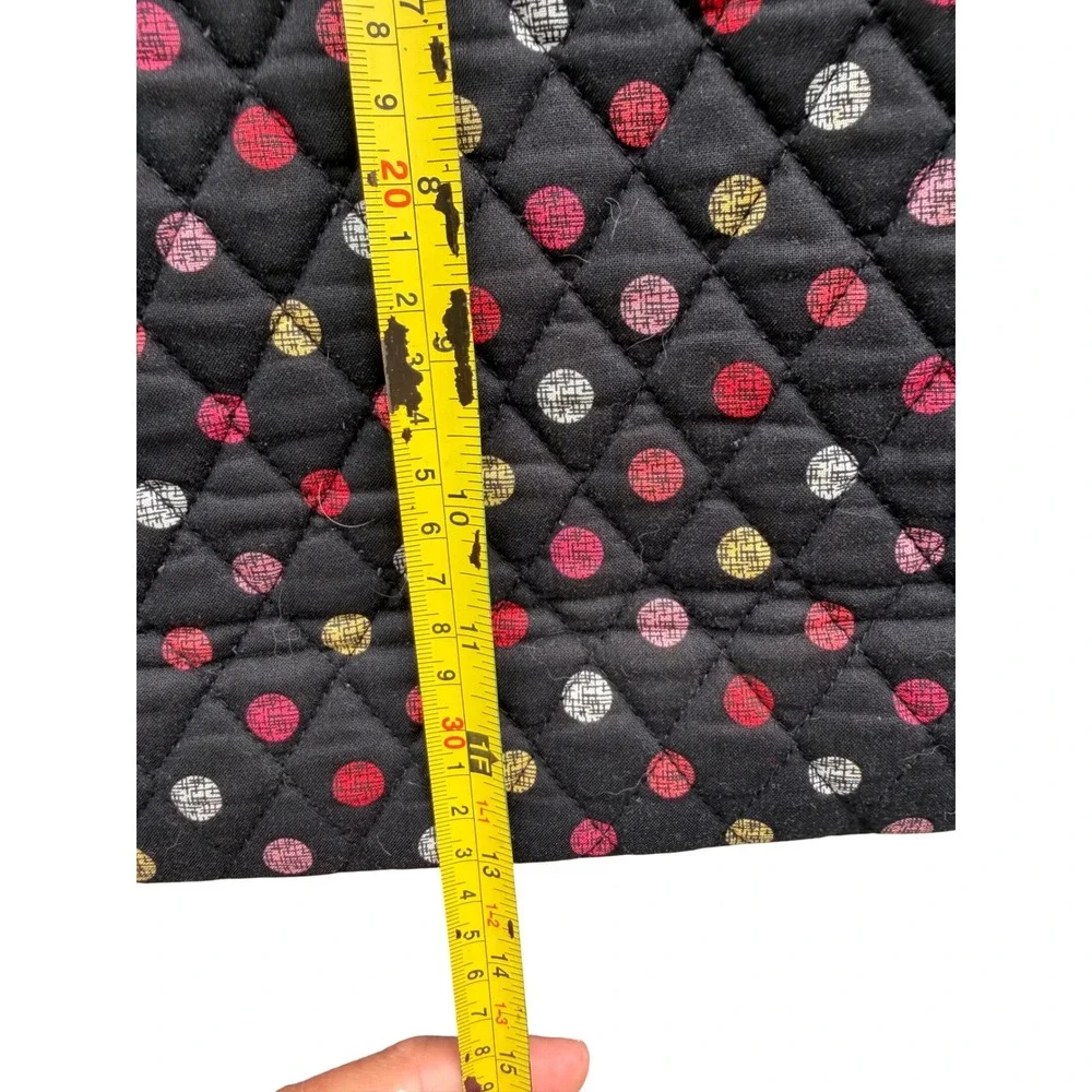 Vera Bradley Quilted Cotton Tote Bag Black Polka Dot Red Floral Interior Large
